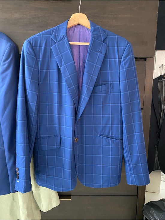 tom james Other - Men's Blue Windowpane Sport Coat - Tailored Two-Button Blazer